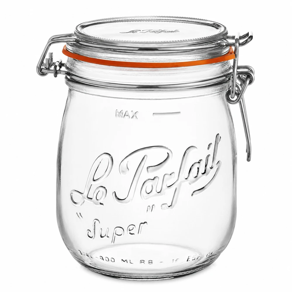 750ml Vorratsglas "Super" mit Bügelverschluss Le Parfait® 750ml Le Parfait Super Vorratsglas mit Bügelverschluss und Gummidichtung aus klarem Glas für Küche