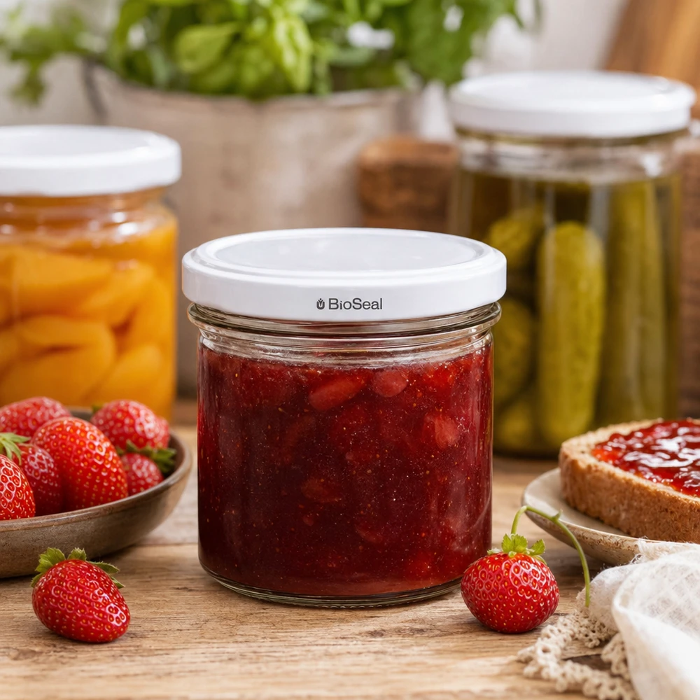 UNiTWIST Sturzglas 125ml Erdbeermarmelade Konfitüre selbstgemacht weißer TO66 BioSeal Deckel Einkochen