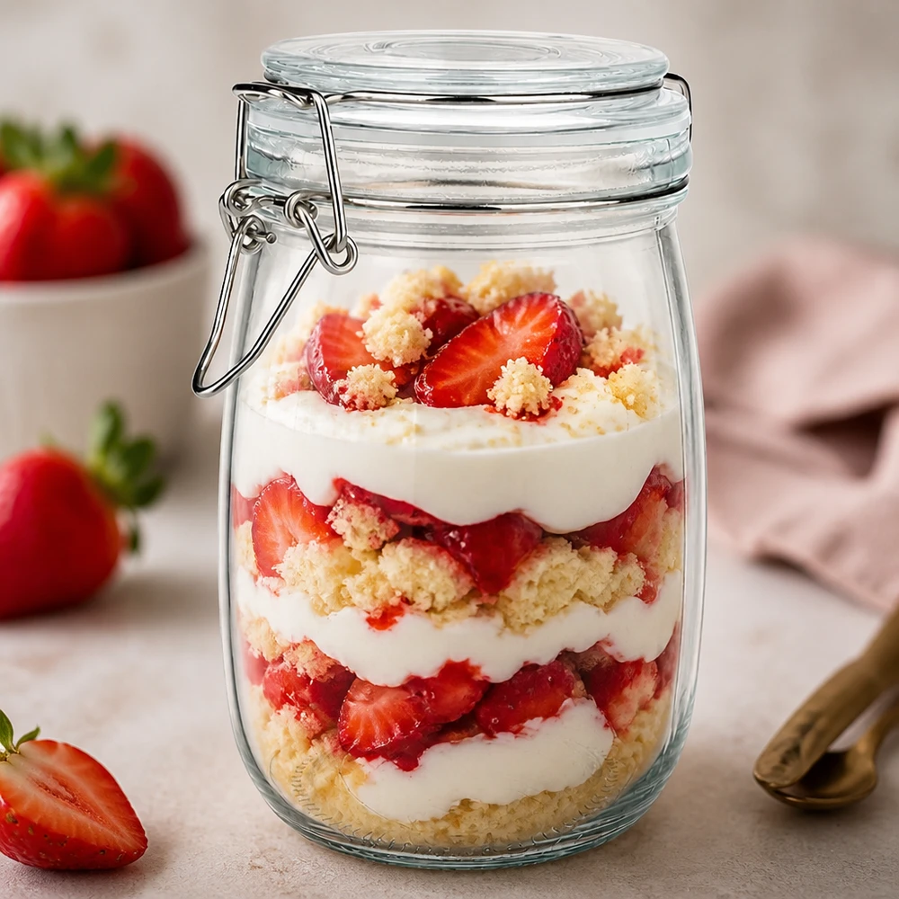 1000ml Vorratsglas mit Silikonring und Bügelverschluss UNiTWIST Hochwertiges 1000ml Glasgefäß mit Metallverschluss für frische Erdbeeren und Sahne
