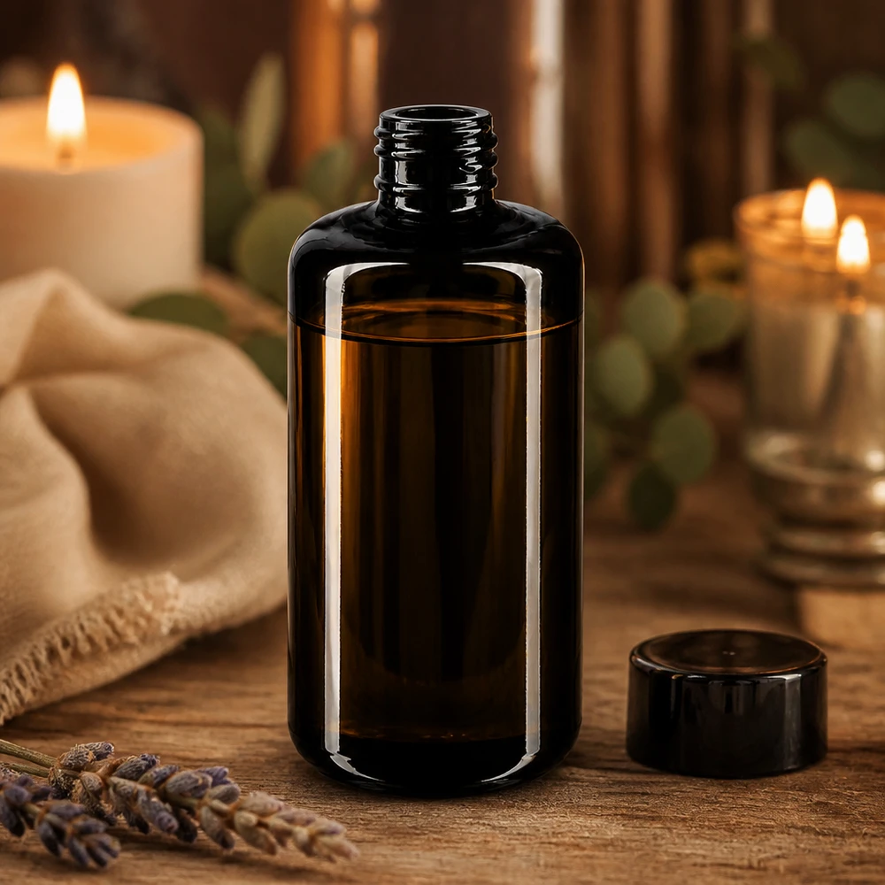 Nachfüllbare 200ml Violettglas Kosmetikflasche Draco für nachhaltige Zero-Waste Beauty-Routine