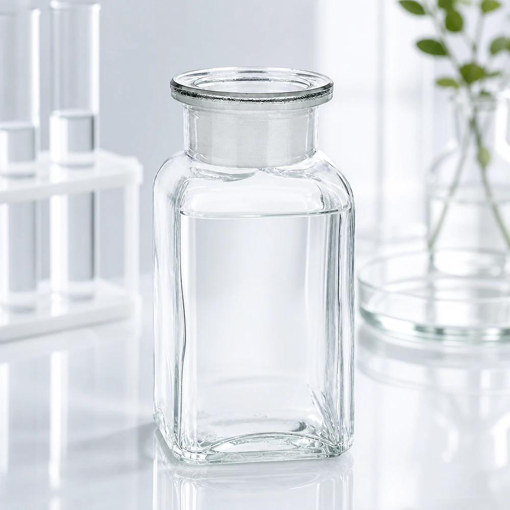 Laborflaschen Set mit quadratischer 100ml Klarglasflasche Weithals und dichtem Glasverschluss