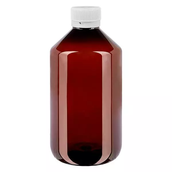 PET Flasche 500ml mit weißem Originalitätsverschluss geriffelt PET Flasche 500ml mit weißem Originalitätsverschluss geriffelt