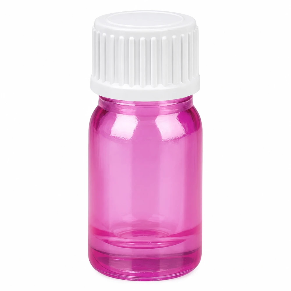 5ml (Globuli)Flasche 3mm Giessring weiß Standard PurpleLine UT18/5 Rosa getönte 5ml Glasflasche mit sicherem Verschluss perfekt für DIY Kosmetik und Essenzen