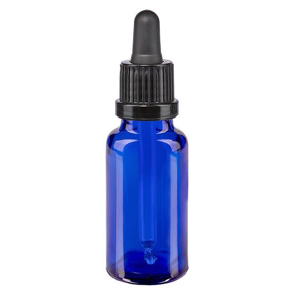 Apothekenflasche blau 20ml Pipette schwarz Originalitätsverschluss Apothekenflasche blau 20ml Pipette schwarz Originalitätsverschluss