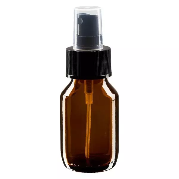 50ml Medizinflasche braun, Pumpzerstäuber schwarz ApoGlas 50ml Medizinflasche braun, Pumpzerstäuber schwarz ApoGlas