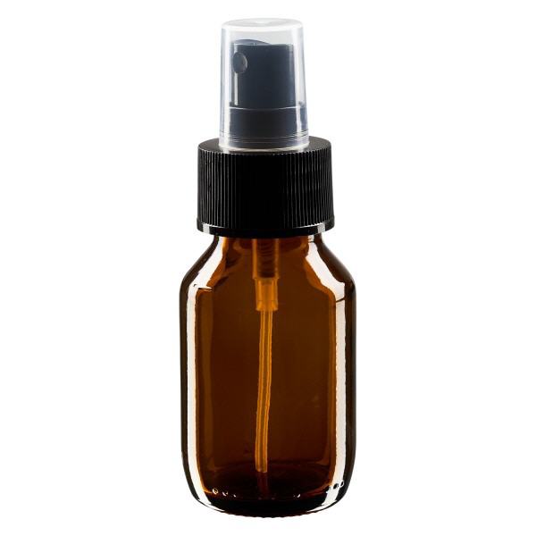 50ml Medizinflasche braun, Pumpzerstäuber schwarz ApoGlas 50ml Medizinflasche braun, Pumpzerstäuber schwarz ApoGlas