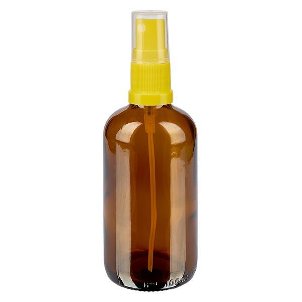 Apothekenflasche braun 100ml Sprayaufsatz gelb Apothekenflasche braun 100ml Sprayaufsatz gelb
