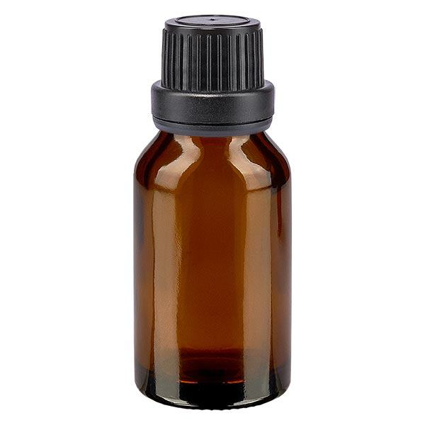 Apothekenflasche braun 15ml Schraubverschluss schwarz Dichteinlage Originalitätsverschluss Apothekenflasche braun 15ml Schraubverschluss schwarz Dichteinlage Originalitätsverschluss
