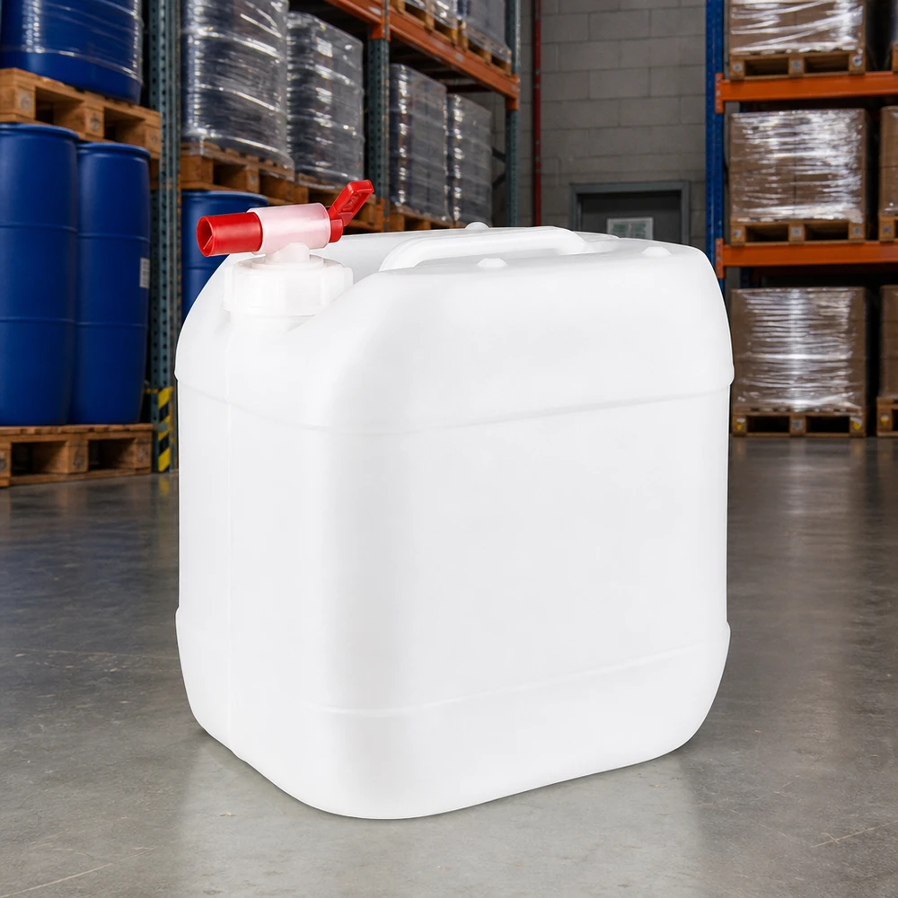 Kanister 15 Liter mit Auslaufhahn Stapelbarer Camping-Wasserkanister 15 Liter mit rotem Auslaufhahn aus robustem Kunststoff
