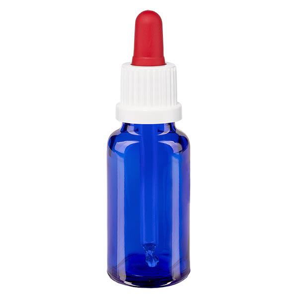 Apothekenflasche blau 20ml Pipette weiß/rot Originalitätsverschluss Apothekenflasche blau 20ml Pipette weiß/rot Originalitätsverschluss