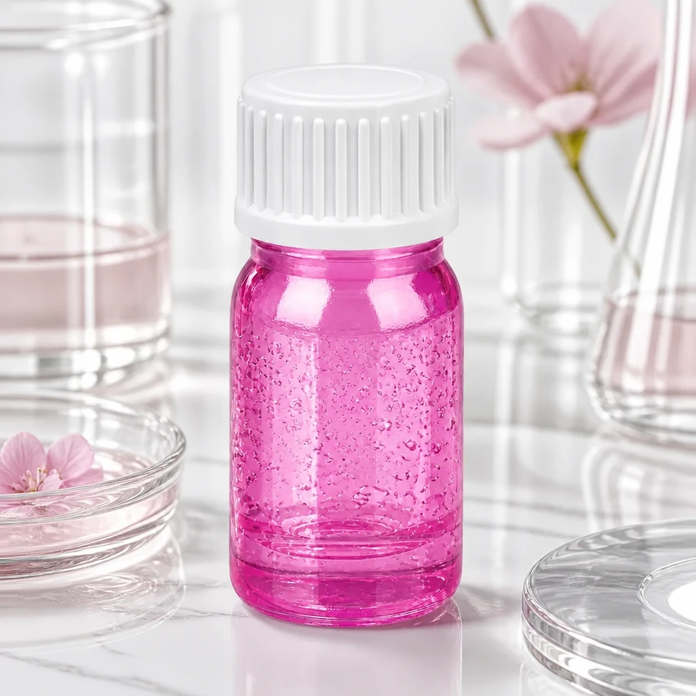 5ml (Globuli)Flasche 3mm Giessring weiß Standard PurpleLine UT18/5 5ml Glasfläschchen pink mit matter Textur und kindersicherem Verschluss für Laboranwendungen