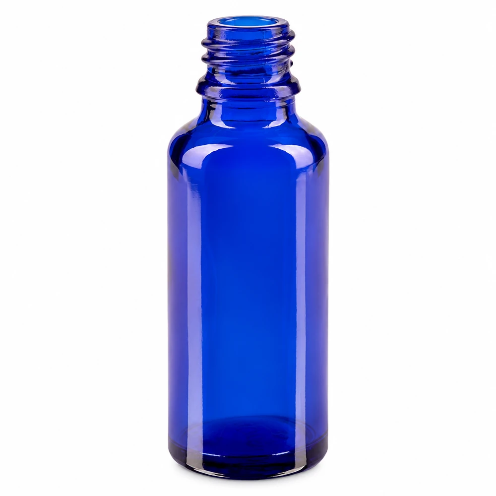 Kobaltblaue Glasflasche 30ml ApoGlas für ätherische Öle und Tinkturen