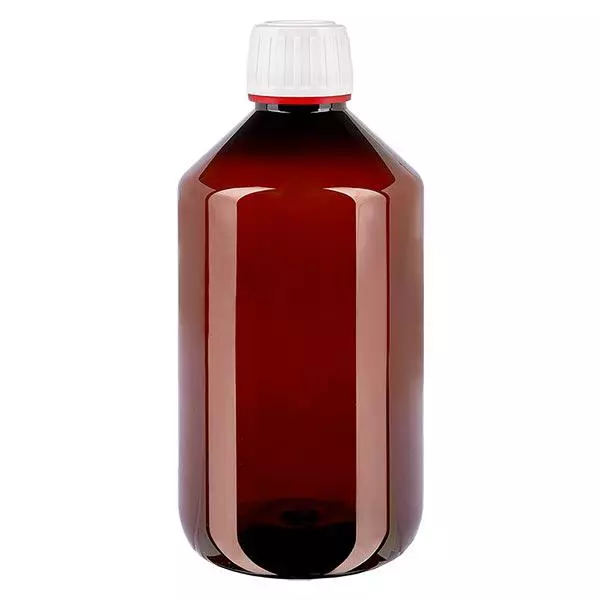 PET Flasche 500ml mit weißem Originalitätsverschluss fein geriffelt PET Flasche 500ml mit weißem Originalitätsverschluss fein geriffelt