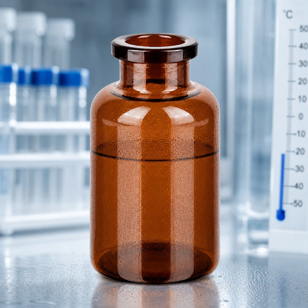 Sterile Braunglas Injektionsflasche 20ml mit charakteristischem Rollrand für Gummistopfen