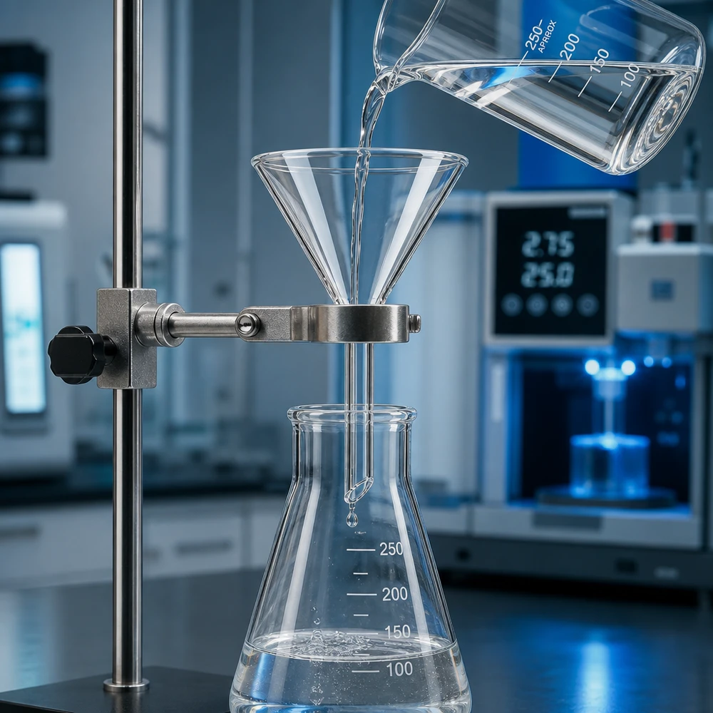 Trichter ø55mm Borosilikat Winkel 60 Kurzstil Präzisions Glastrichter 55mm für sauberes tropffreies Umfüllen von Chemikalien