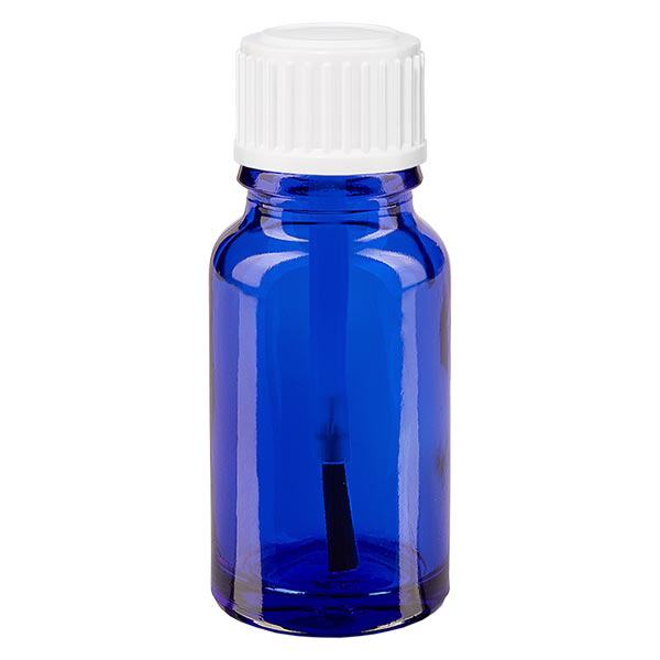 Apothekenflasche blau 10ml Schraubverschluss weiß Pinsel Apothekenflasche blau 10ml Schraubverschluss weiß Pinsel
