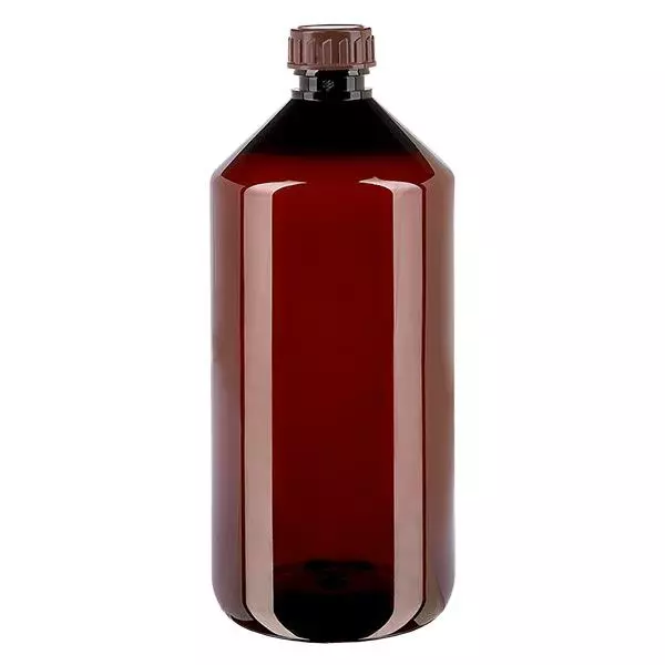 PET Flasche 1000ml mit braunem Verschluss Standard
