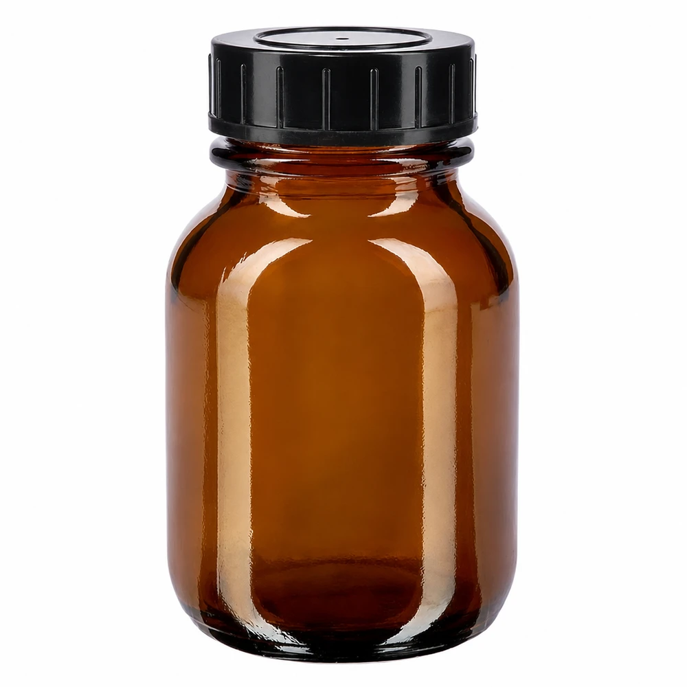 50ml Weithalsflasche Braunglas mit Schraubdeckel Weithalsflasche 50ml aus braunem Glas mit praktischem Schraubdeckel für einfache Befüllung