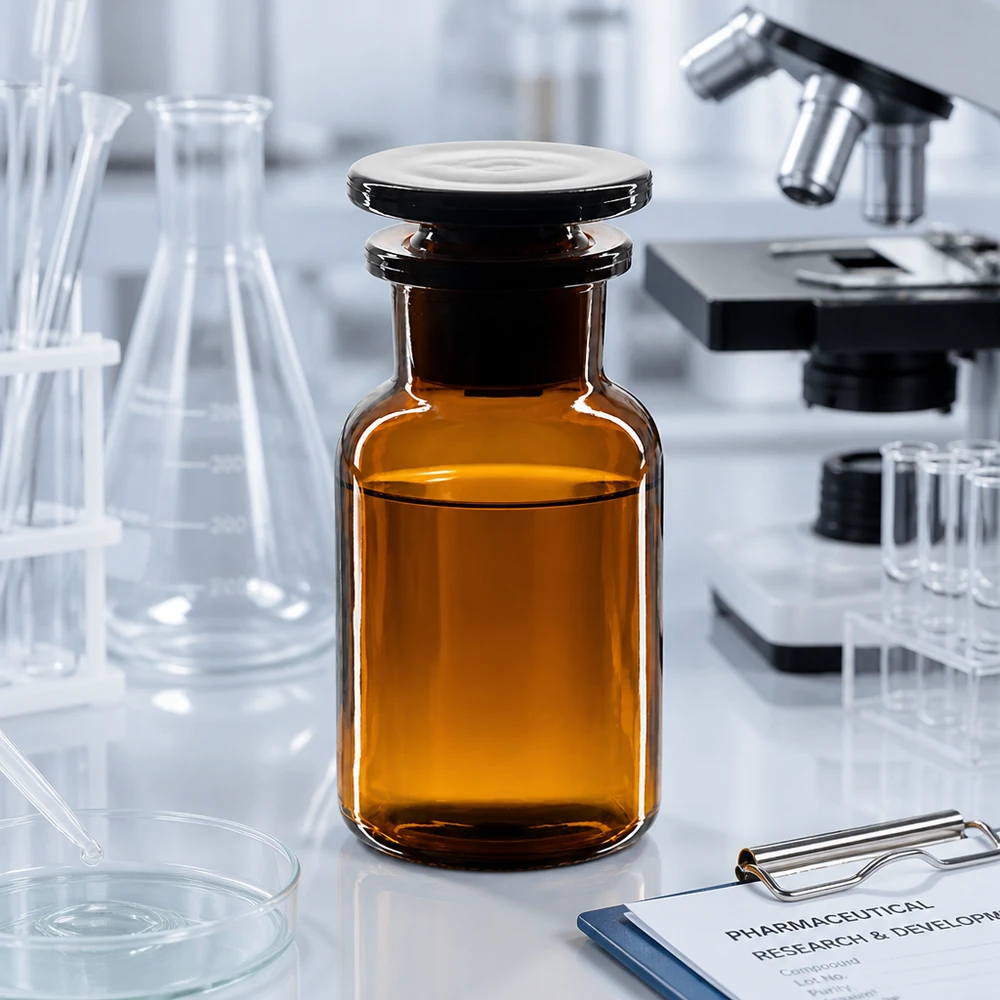 Historische Apothekerflasche Rundschulter 100ml braun Glasstopfen für Flüssigkeiten