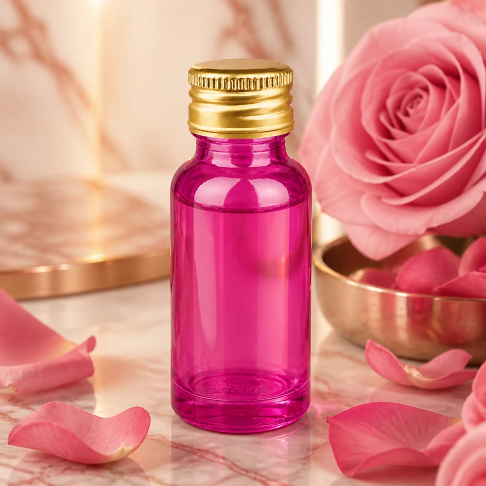 20ml Flasche 11mm Schraubverschluss Alu-Gold Standard PurpleLine. UT18/20 Elegante lila Glasflasche 20ml mit praktischem Schraubverschluss für mobile Anwendungen