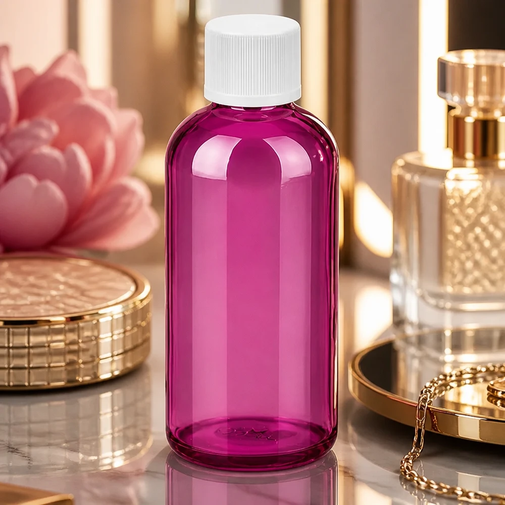 100ml Flasche 11mm Schraubverschluss weiß Standard Kindersicher PurpleLine. UT18/100 Wiederverschließbare 100ml Flasche in Violett mit sicherem Schraubverschluss für den Hausgebrauch