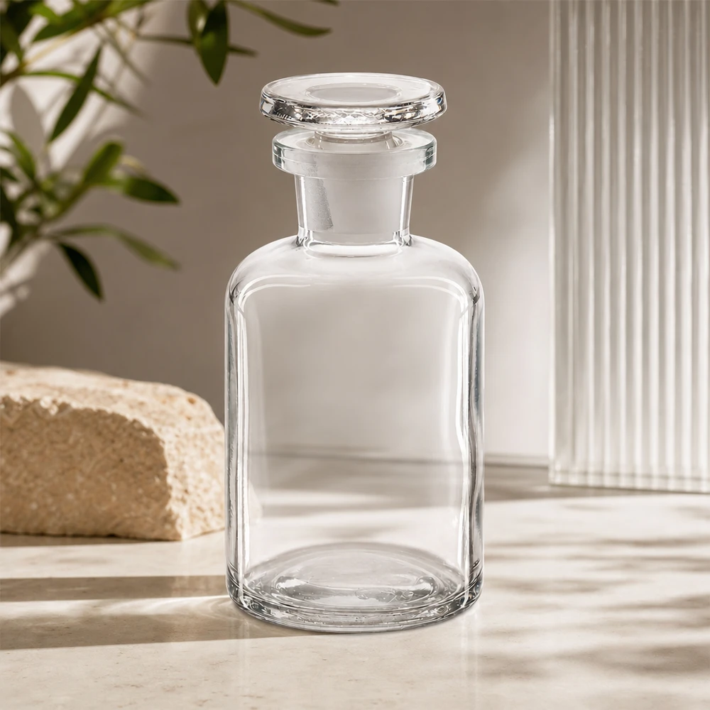 Kleine klare Glasflasche 50ml mit Enghals und Rundschulter perfekt für Parfüm