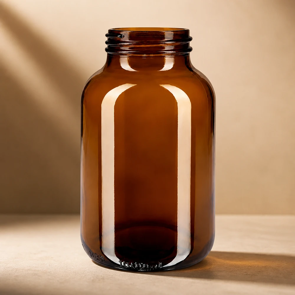 1000ml Weithalsflasche Braunglas Braunglas Weithalsflasche 1 Liter mit lichtschützenden Eigenschaften für empfindliche Inhalte