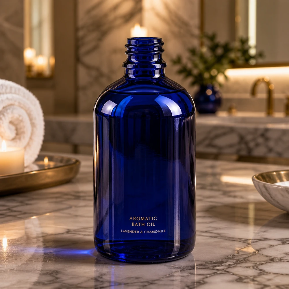 Tropfflasche 100ml DIN 18 BLAUGLAS 100ml blaue ApoGlas Flasche mit weiter Öffnung für einfache Befüllung und Dosierung