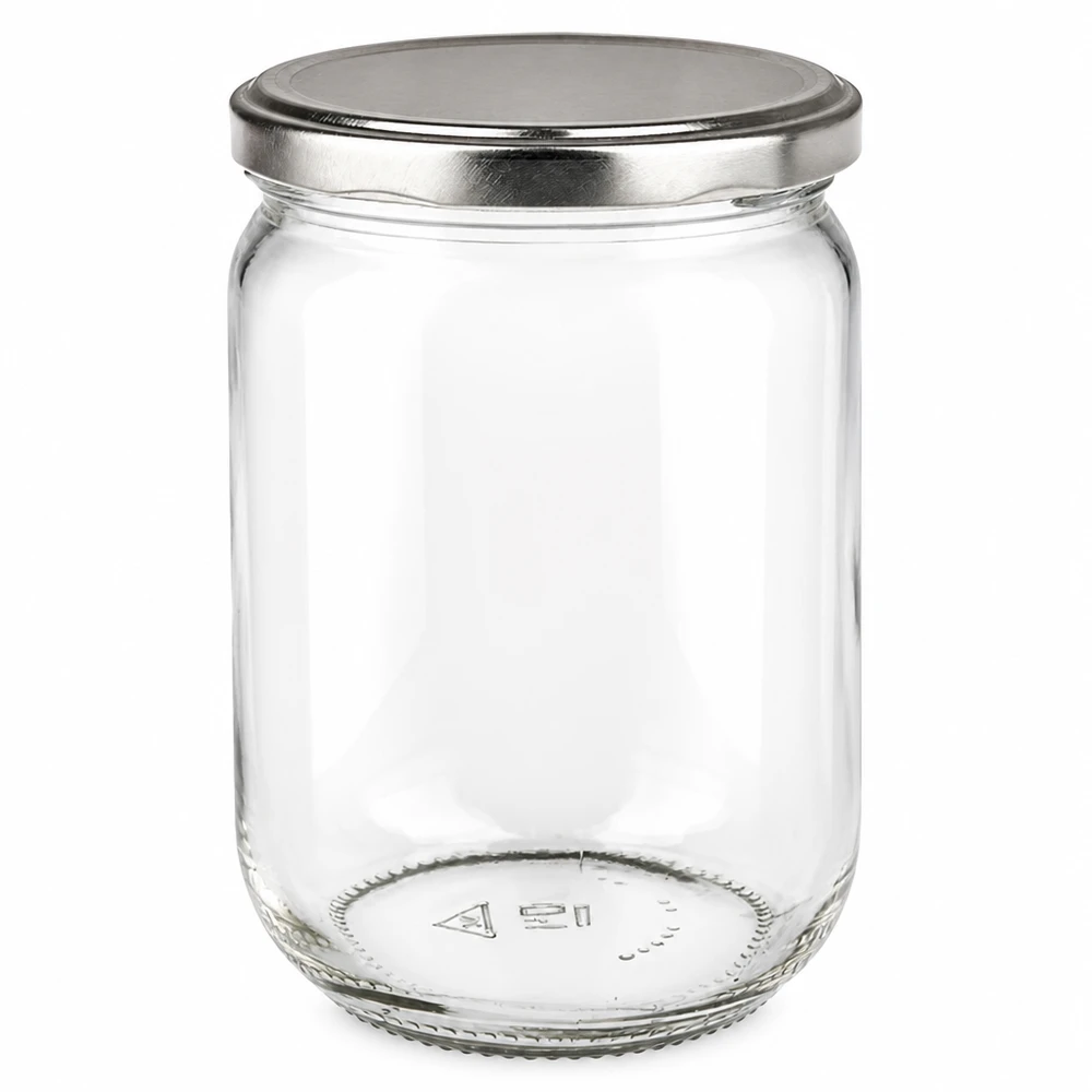 555ml Rundglas + BasicSeal Deckel silber UNiTWIST Transparentes Rundglas 555ml mit BasicSeal Verschlussdeckel silber für Vorräte