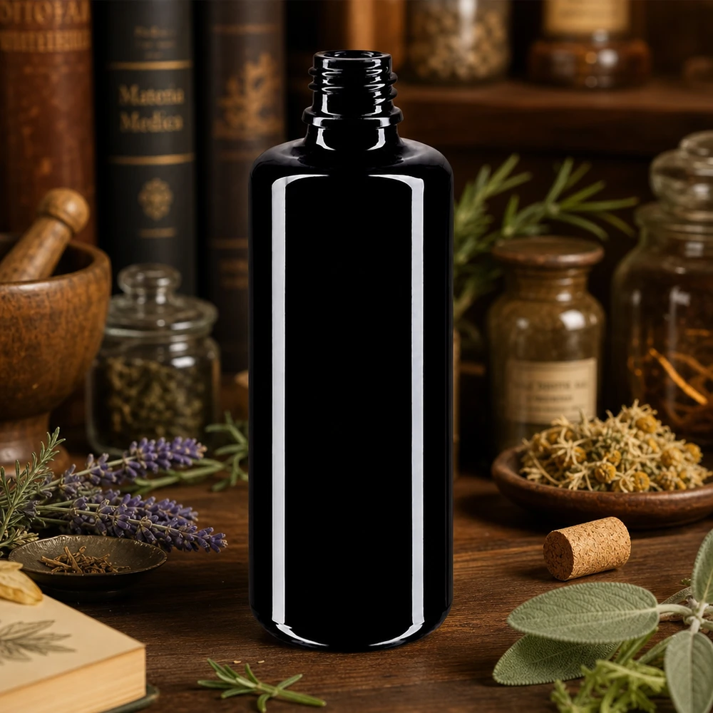 50ml Tropfflasche Orion in tiefviolettem Miron Glas für lichtempfindliche Substanzen und Essenzen
