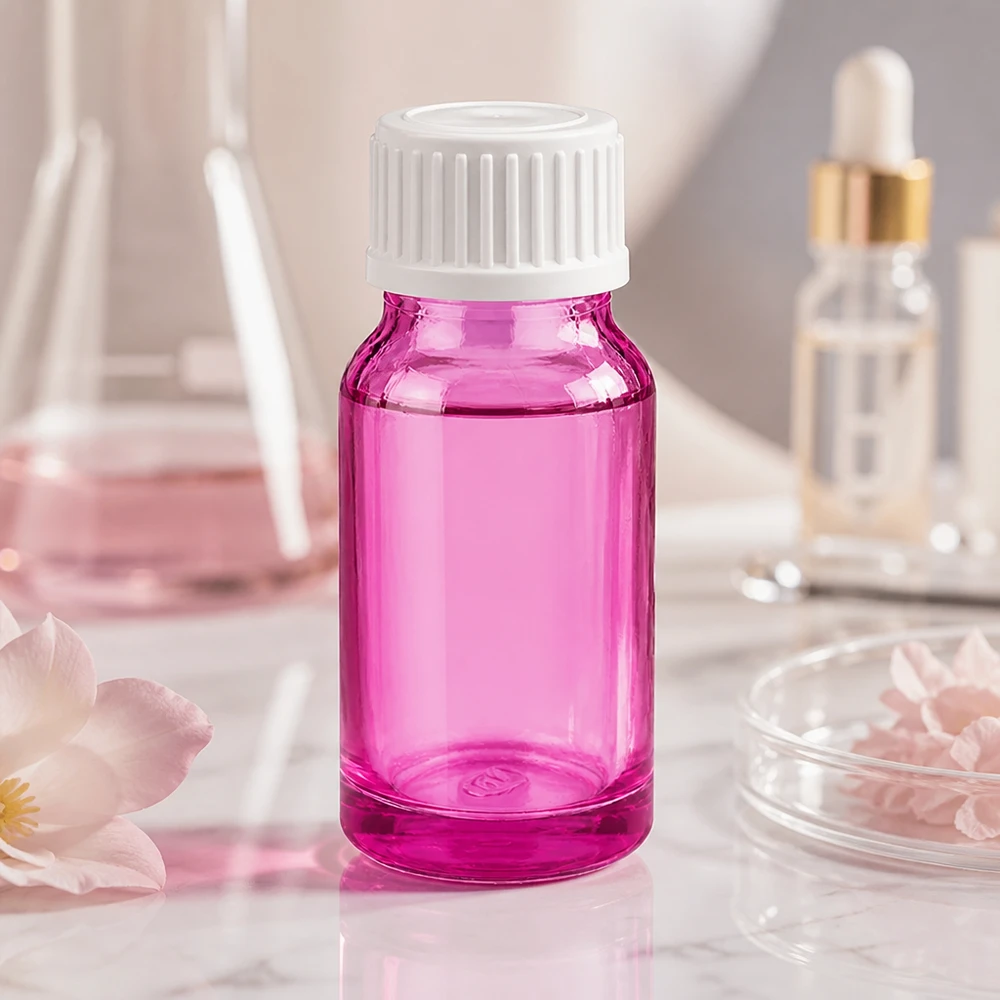 10ml Tropfflasche 0.9mm weiss Standard PurpleLine. UT18/10 Robuste Glasflasche 10ml in lila mit kindersicherem Verschluss für pharmazeutische Anwendungen