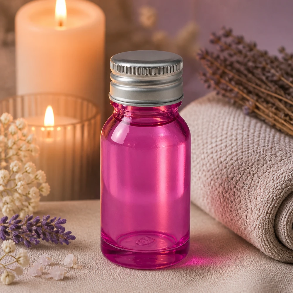 10ml Flasche 11mm Schraubverschluss Alu-Silberer Standard PurpleLine.UT18/10 Professionelle 10ml Apothekerflasche in lila mit dichtschließendem Aluminium-Silber Deckel