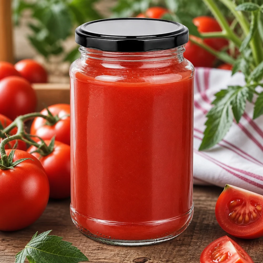 320ml Rundglas + BasicSeal schwarz UNiTWIST UNiTWIST Rundglas 320ml BasicSeal schwarz ideal zum Einkochen von Tomatensauce aus frischen Gartentomaten