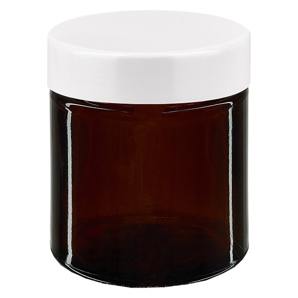 30ml Glastiegel. braun, mit weißem Bakelit ApoGlas