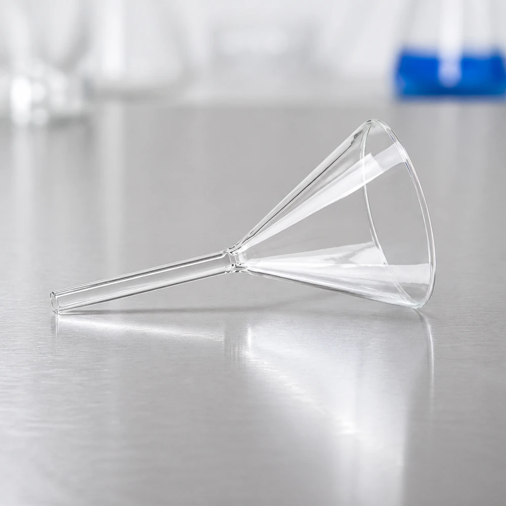 Trichter ø80mm Kalk-Soda, Winkel 60°, Kurzstil Glastrichter mit spiegelglatter Oberfläche für rückstandsfreies Entleeren und einfache Reinigung