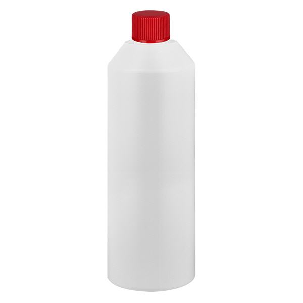 Apothekenflasche HDPE 250ml weiß, mit rotem Schraubverschluss