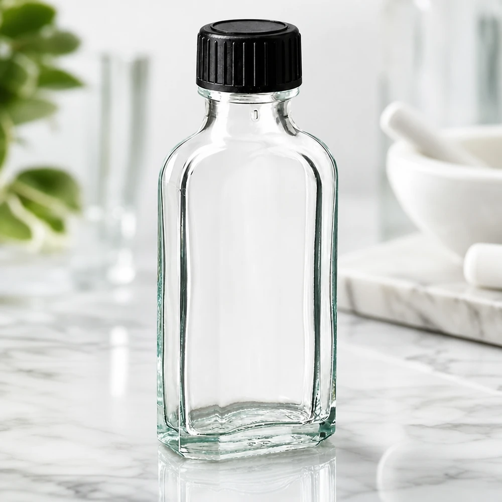 50ml Apothekerflache Meplat klar mit auslaufsicherer LKD-Dichtscheibe fur Atherische Ole