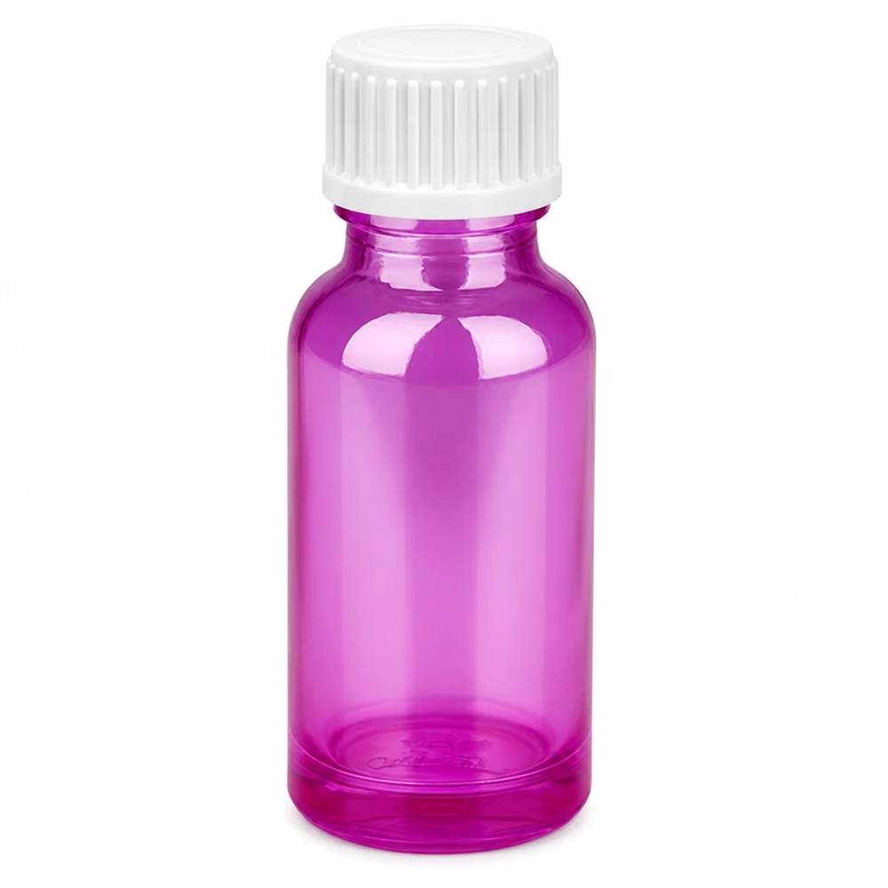 20ml (Globuli)Flasche 3mm Giessring weiß Standard PurpleLine.UT18/20 Kompakte 20ml Violettglas-Flasche mit UV-Schutz und praktischem Schraubdeckel