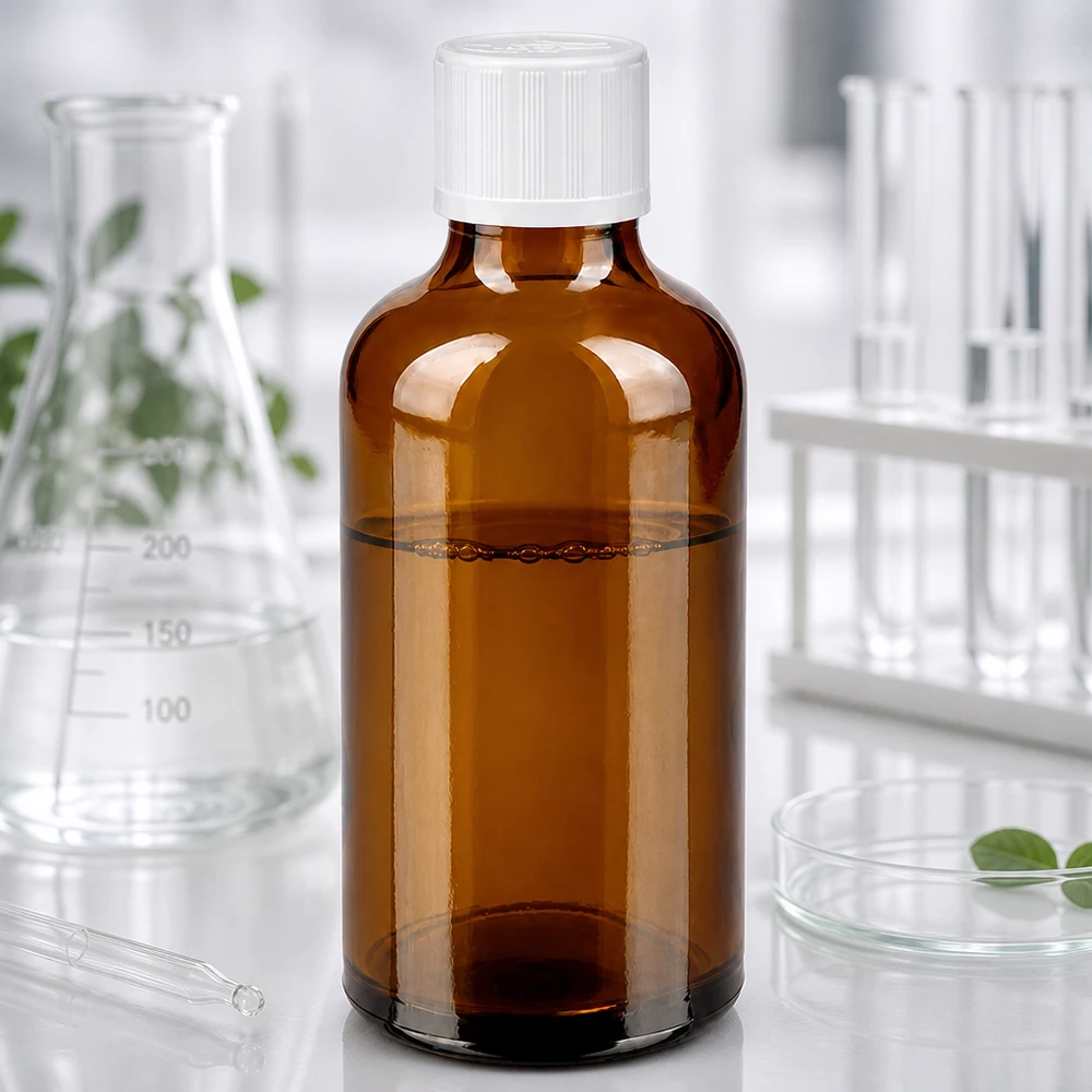 Braunglas Apothekerflasche 50ml mit Standard-Kindersicherheitsverschluss weiß 11mm