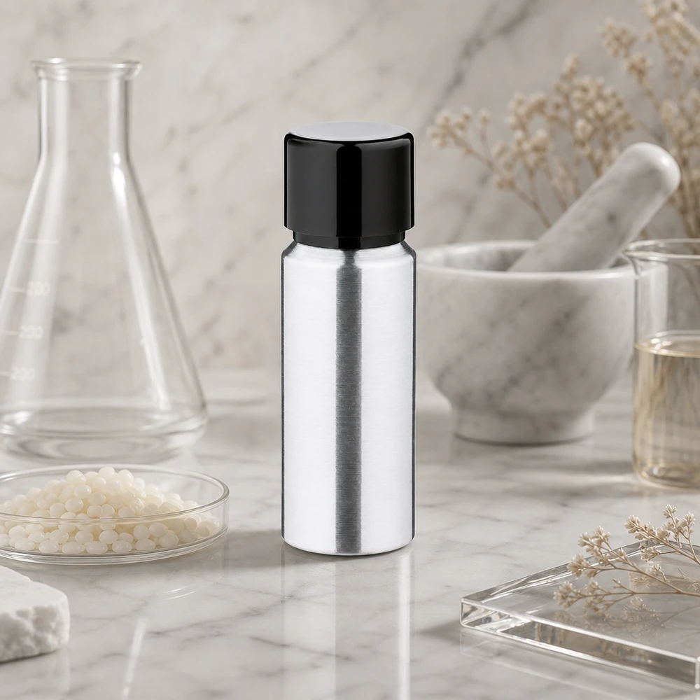 20ml geschliffene Aluflasche mit Schraubkappe Geschliffene 20ml Aluminiumflasche mit edler Optik für hochwertige Hautpflegeprodukte