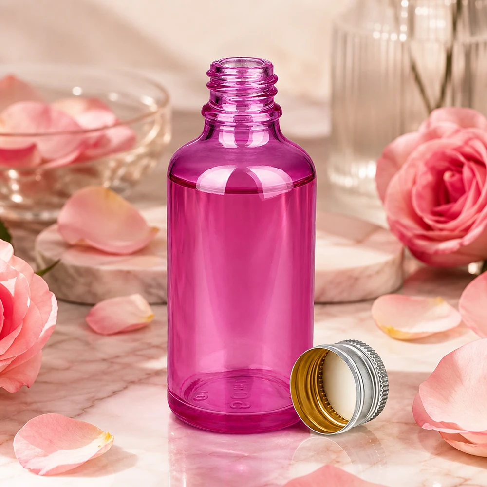 50ml Flasche 11mm Schraubverschluss Alu-Silberer Standard PurpleLine.UT18/50 Kleine 50ml Flasche in Purple mit 11mm Öffnung für präzise Dosierung von Essenzen