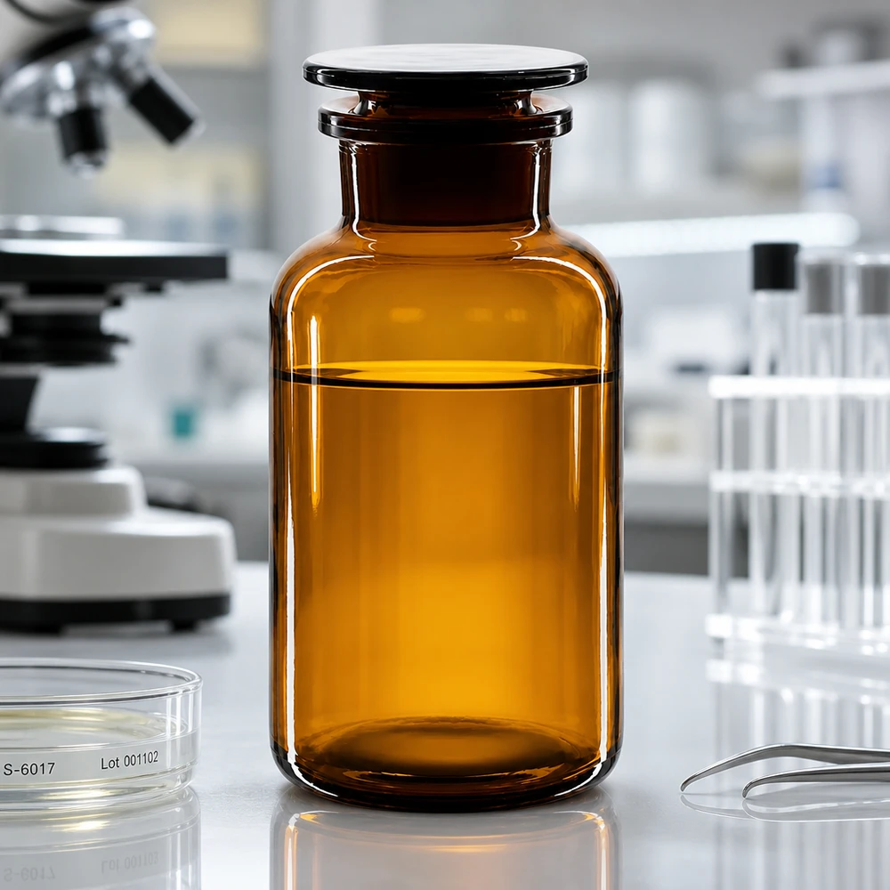 Rundschulterfl. 500ml braun Weithals Glasstopfen Lagerflasche 500ml braun mit Weithals und Glasstopfen für Pharmazie Forschung und Industrie
