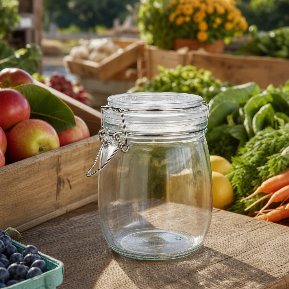 750ml Vorratsglas mit Silikonring und Bügelverschluss UNiTWIST Vielseitiges 750ml Einmachglas mit Drahtbügel perfekt für Fermentation und Einkochen