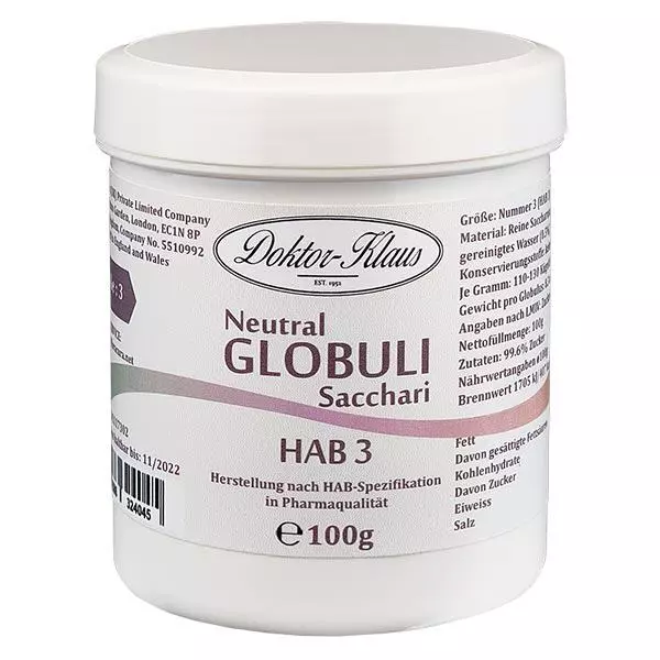 100g Neutral Globuli Gr. 3 von Doktor-Klaus 100g Neutral Globuli Gr. 3 von Doktor-Klaus