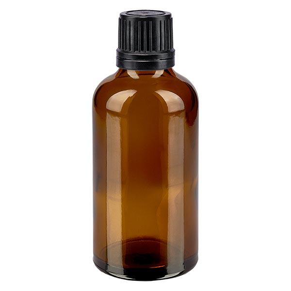 Apothekenflasche braun 50ml Schraubverschluss schwarz Giessring Originalitätsverschluss
