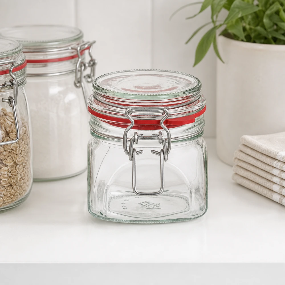 370ml Vorratsglas Typ G mit Bügelverschluss UN.. Stapelbares Vorratsglas 370ml mit Metallverschluss ideal für Pantry-Organisation