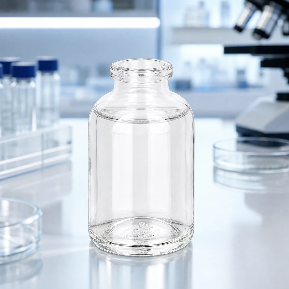 50ml Vial aus transparentem Glas mit dickem Standboden für Pharmaanwendungen