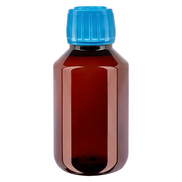 PET Flasche 100ml mit blauem Verschluss Originalitätsverschluss