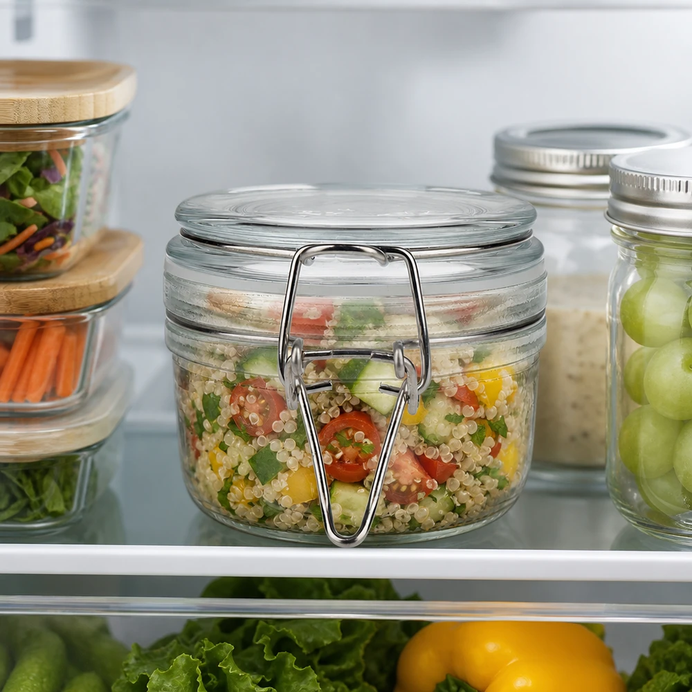 200ml Vorratsglas mit Silikonring und Bügelverschluss UNiTWIST Mikrowellengeeignetes 200ml Einmachglas mit abnehmbarem Metallbügel für Meal Prep und Portionierung