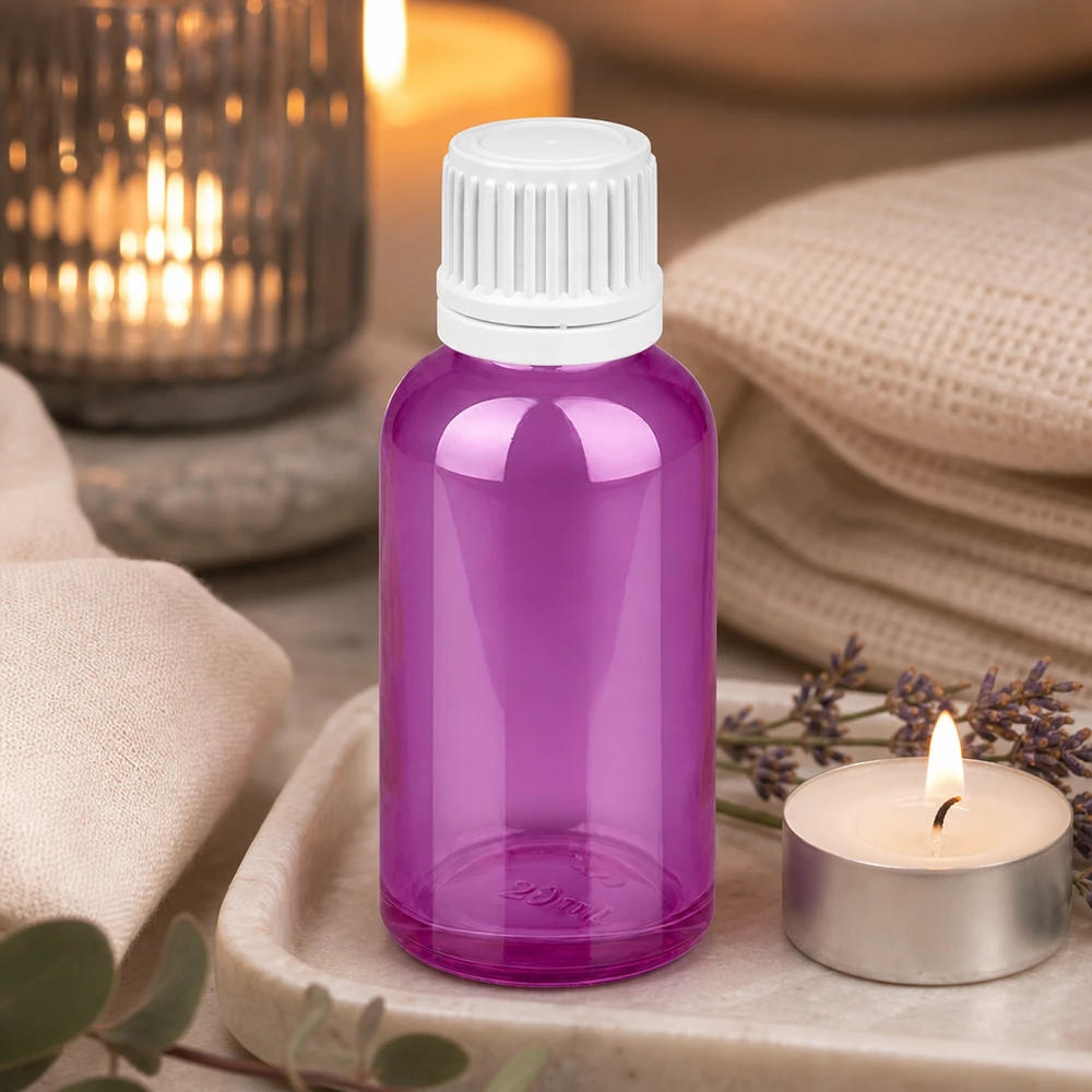 30ml Flasche 11mm Schraubverschluss weiss Originalität Schraubverschlusserschluss PurpleLine UT18/30 30ml Apothekerflasche in elegantem Violett mit weißem Deckel für Naturheilmittel und Tinkturen
